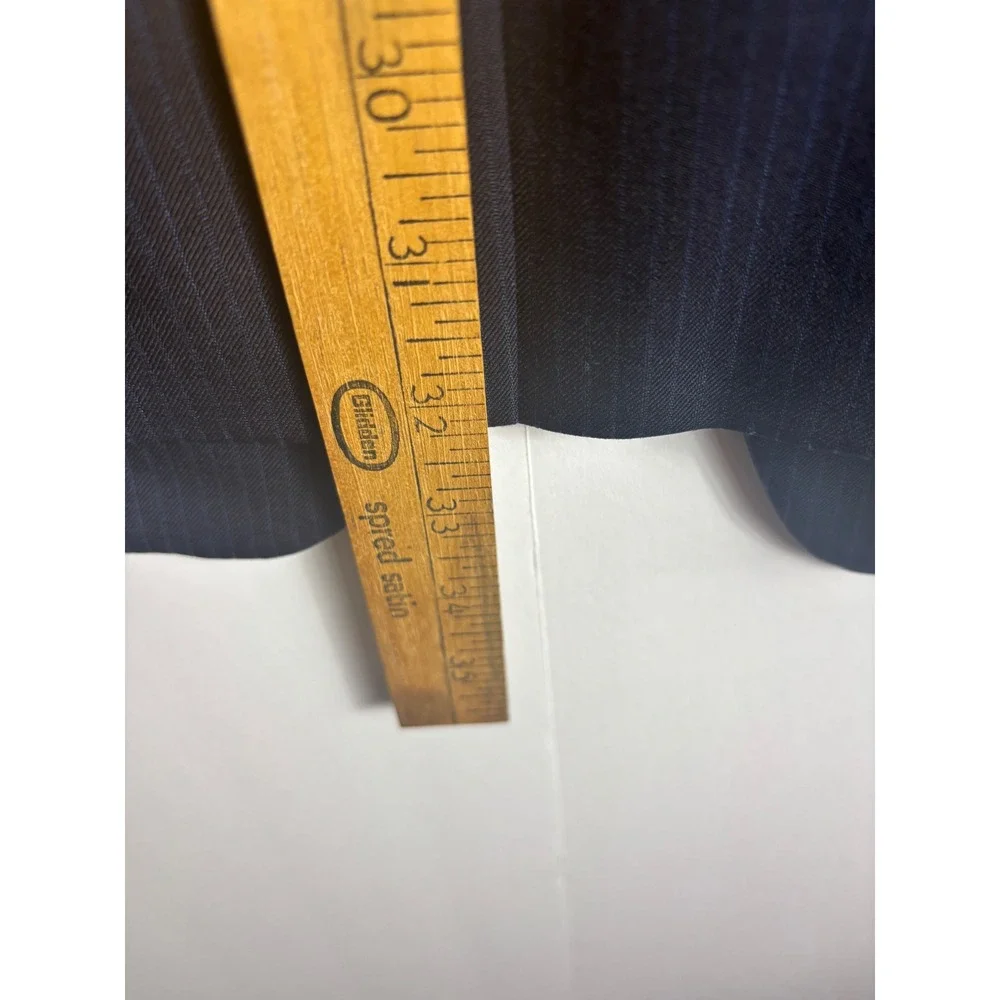 Hickey Freeman Mens 42L Navy Blue Pinstripe 100% Wool 2-Button Blazer Sport Coat
